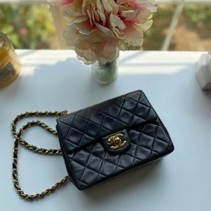 Chanel Black Lambskin Vintage 3 Series Square Mini